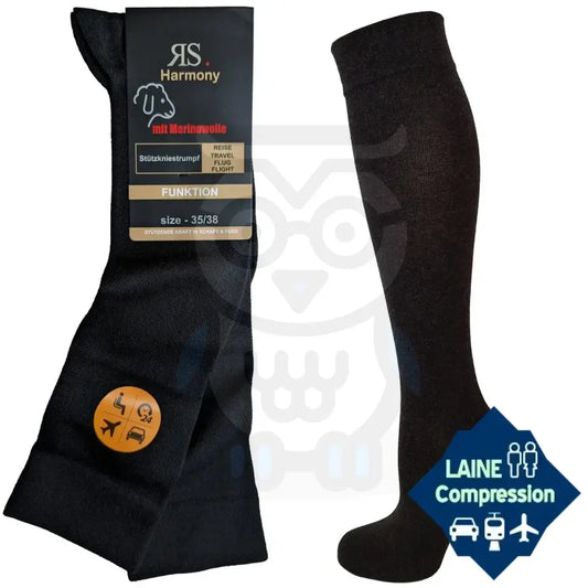 Chaussette De Compression Laine Mérinos Pour Homme Et Femme 35/38 / Noir Chaussettes Compresion