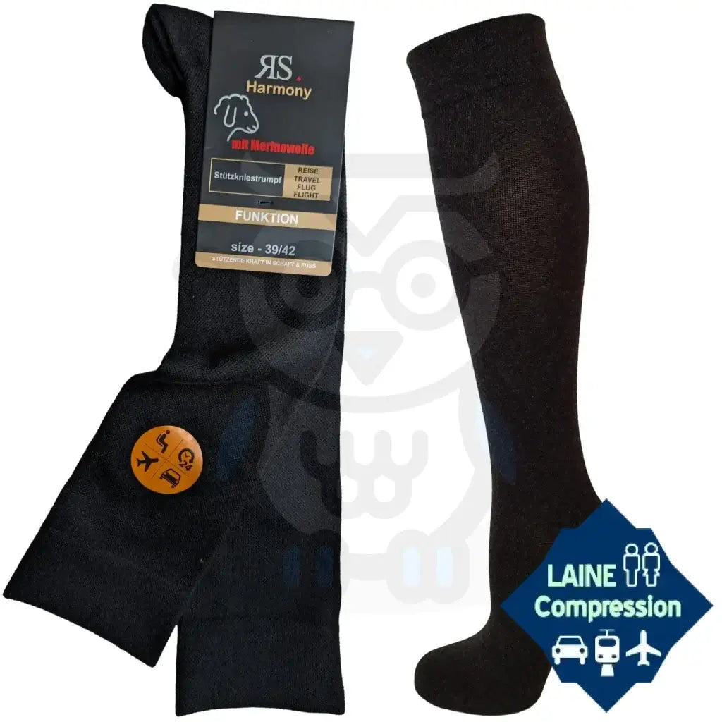 Chaussette De Compression Laine Mérinos Pour Homme Et Femme 39/42 / Noir Chaussettes Compresion