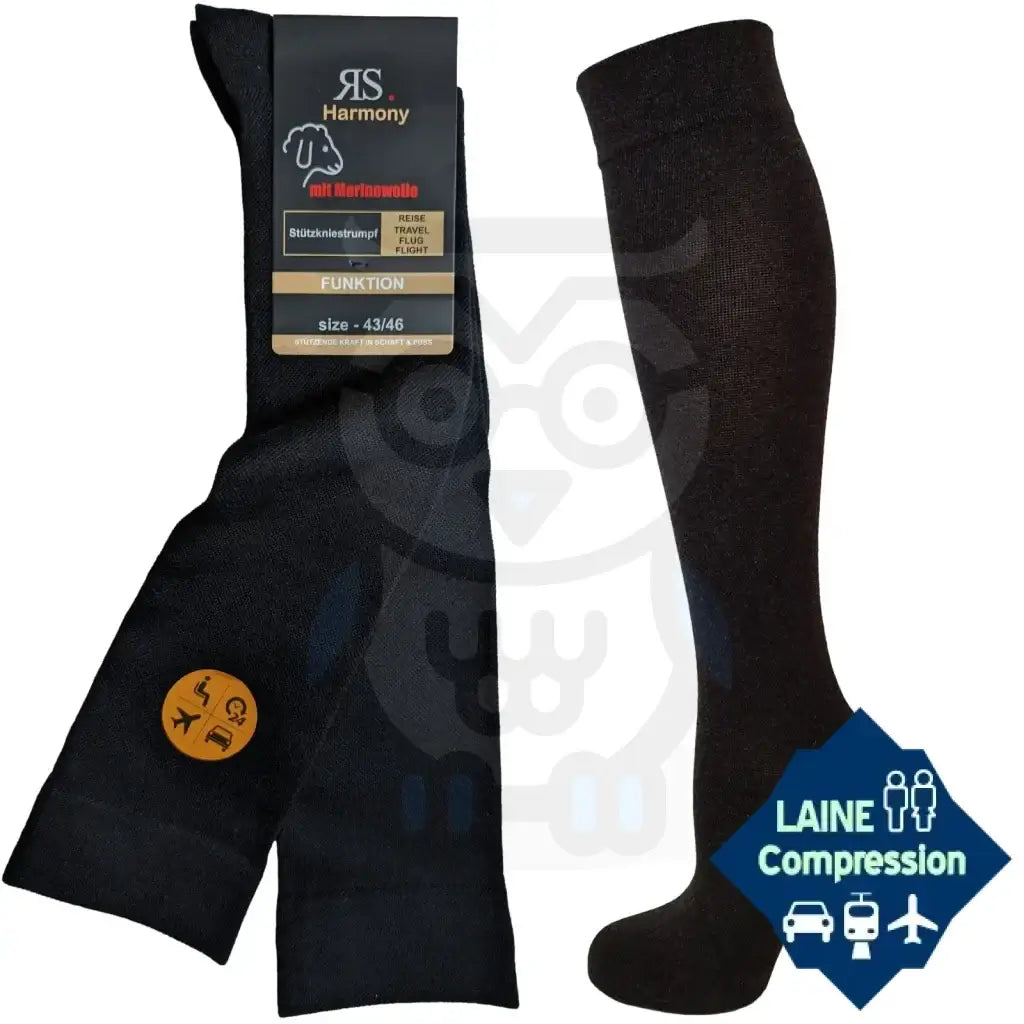 Chaussette De Compression Laine Mérinos Pour Homme Et Femme 43/46 / Noir Chaussettes Compresion