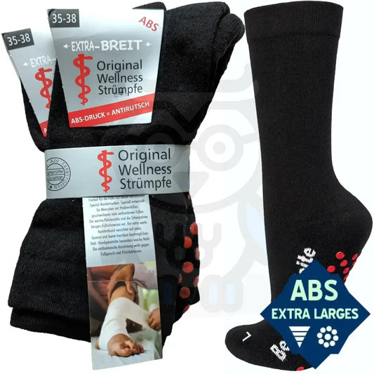 Chaussette Extra Large Semelle Antidérapante - 2 Paires 35/38 / Noir Chaussettes Antidérapantes