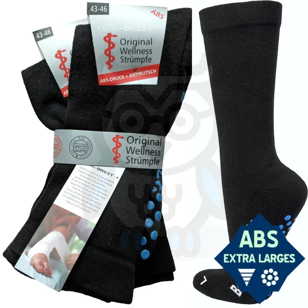 Chaussette Extra Large Semelle Antidérapante - 2 Paires 43/46 / Noir Chaussettes Antidérapantes