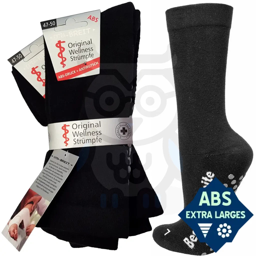 Chaussette Extra Large Semelle Antidérapante - 2 Paires 47/50 / Noir Chaussettes Antidérapantes