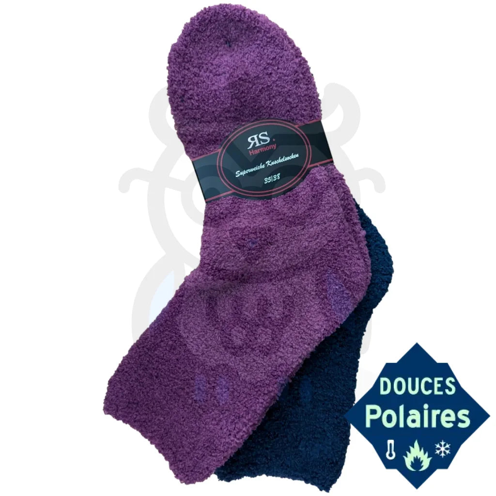 Chaussettes Polaires Douillettes 35/38 / Marine/Framboise