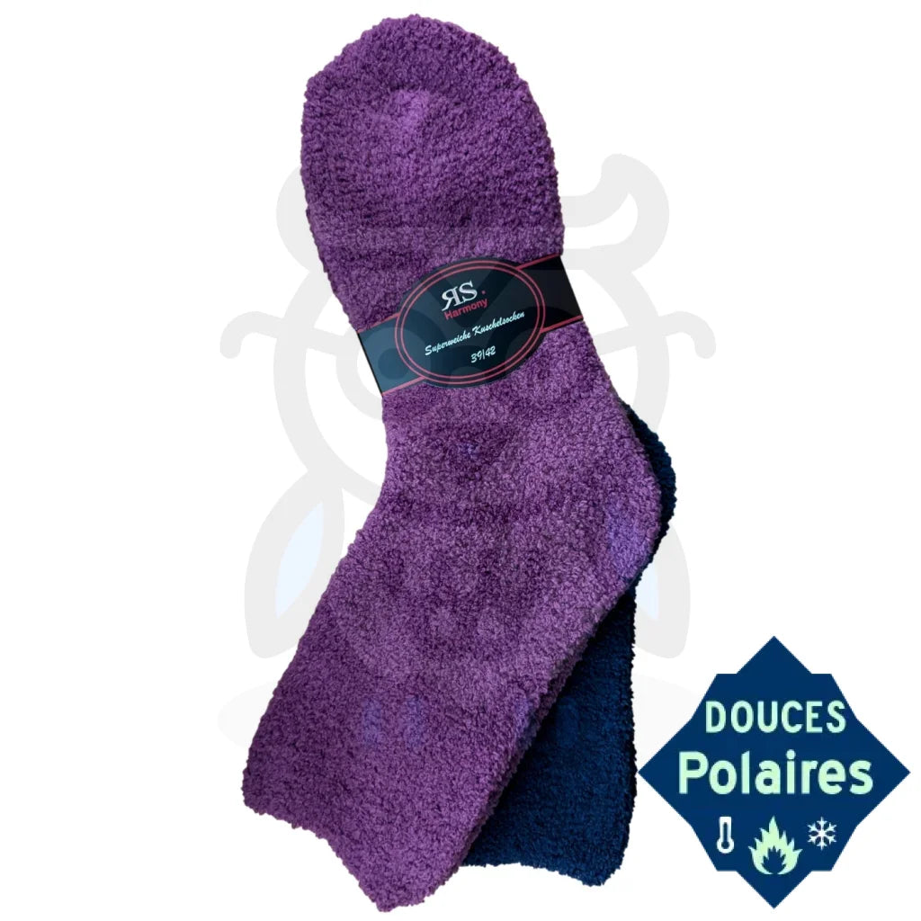 Chaussettes Polaires Douillettes 39/42 / Marine/Framboise