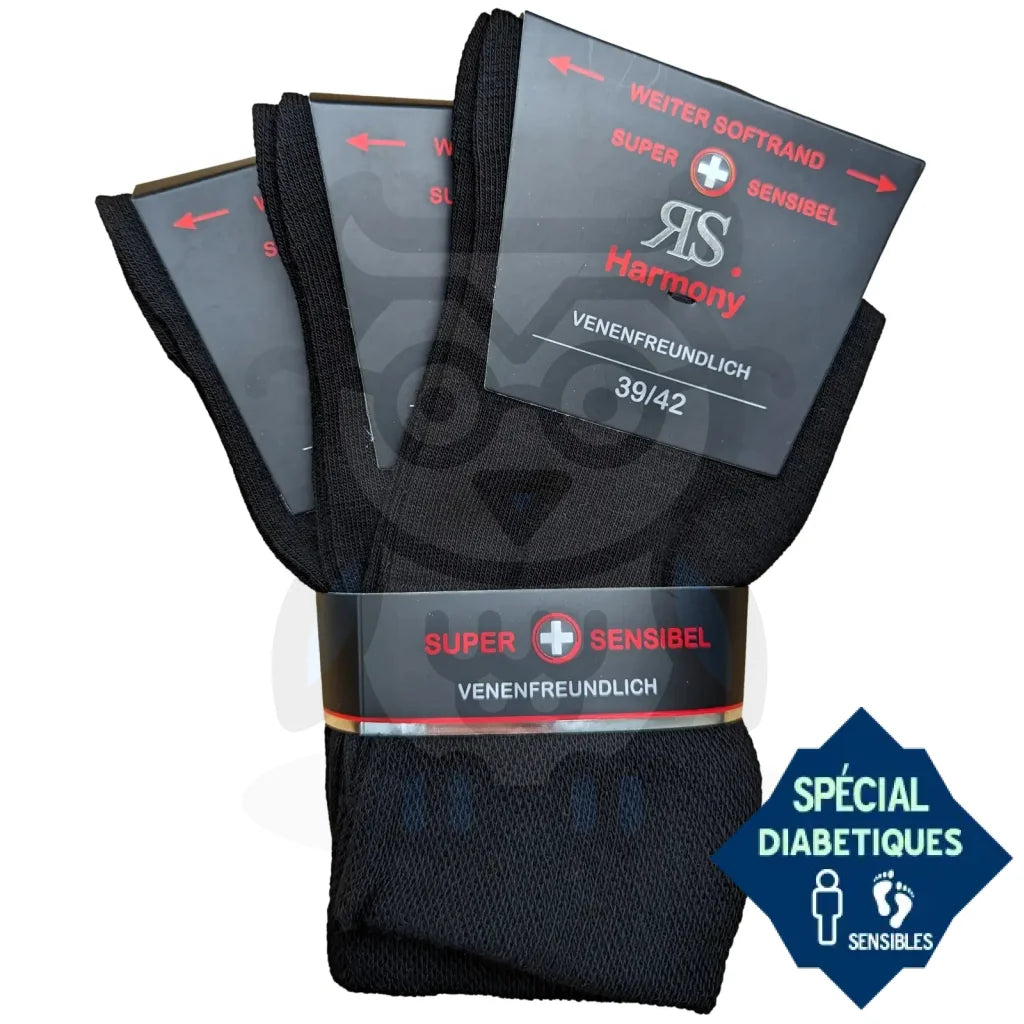 Chaussettes Pour Diabétiques Unies Homme - 3 Paires Diabétiques