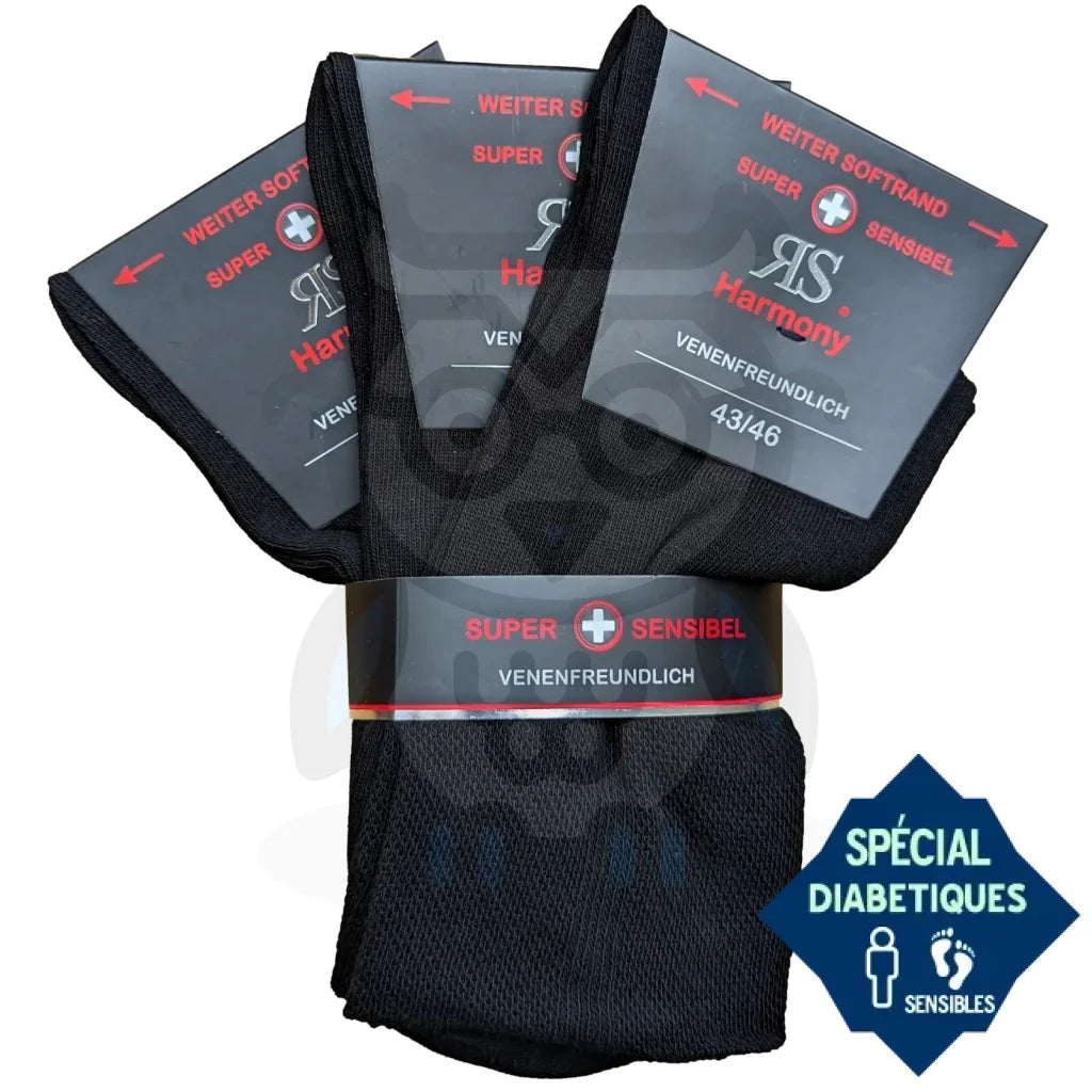 Chaussettes Pour Diabétiques Unies Homme - 3 Paires Diabétiques