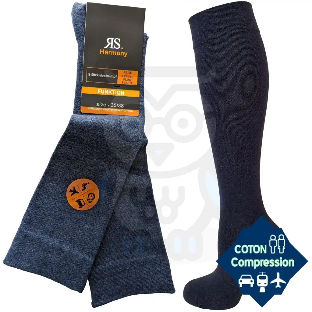 Mi-Bas De Compression Coton Unis Homme Et Femme 35/38 / Jean Chaussettes Compresion