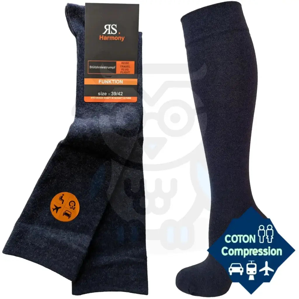 Mi-Bas De Compression Coton Unis Homme Et Femme 39/42 / Jean Chaussettes Compresion