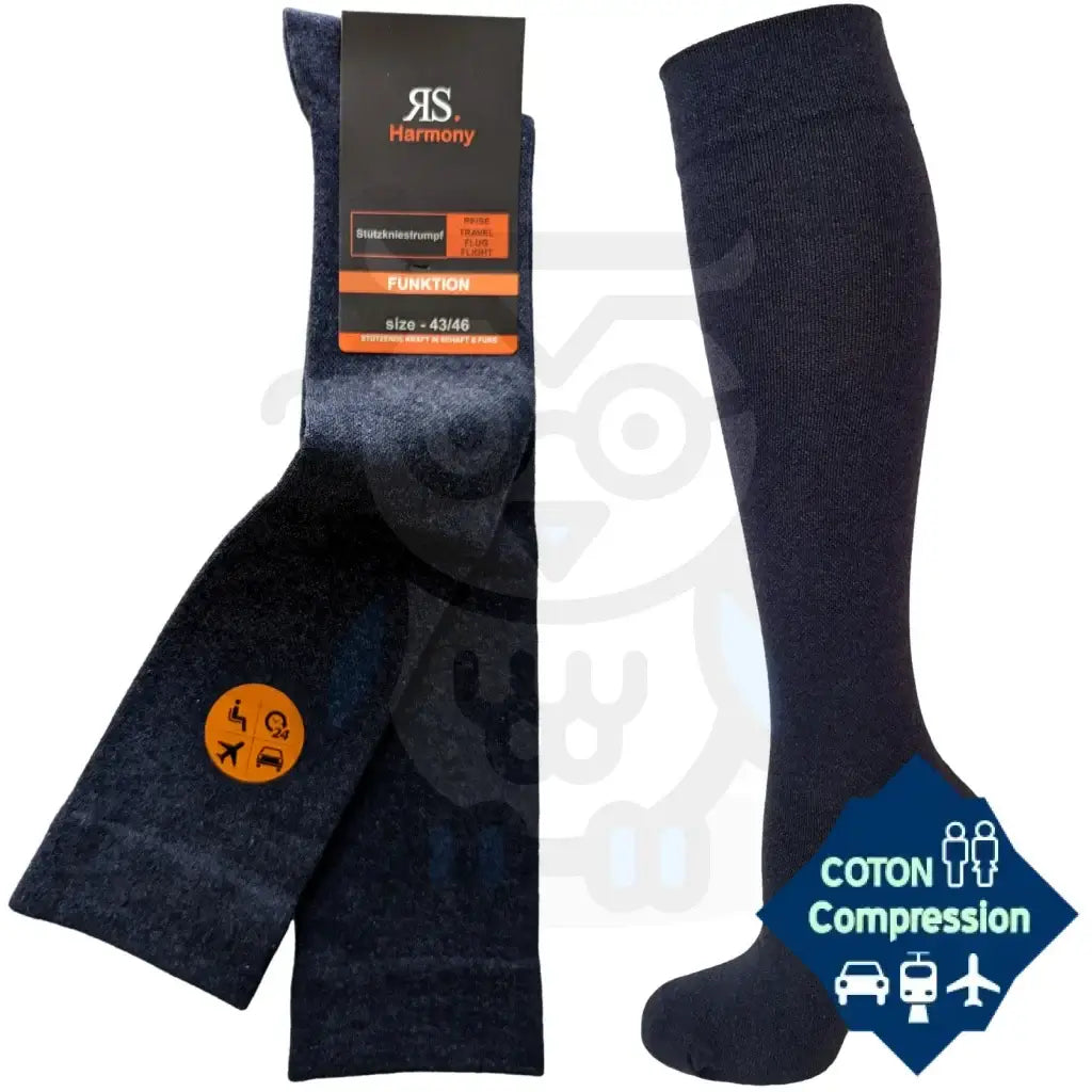 Mi-Bas De Compression Coton Unis Homme Et Femme 43/46 / Jean Chaussettes Compresion